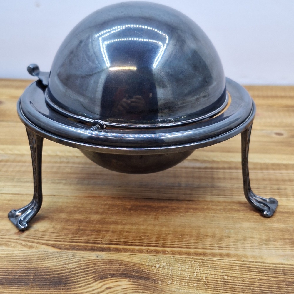 Vintage Angora Caviar Butter Roll Top Dish Antique England Made E.P.W.S - Picture 4 of 13